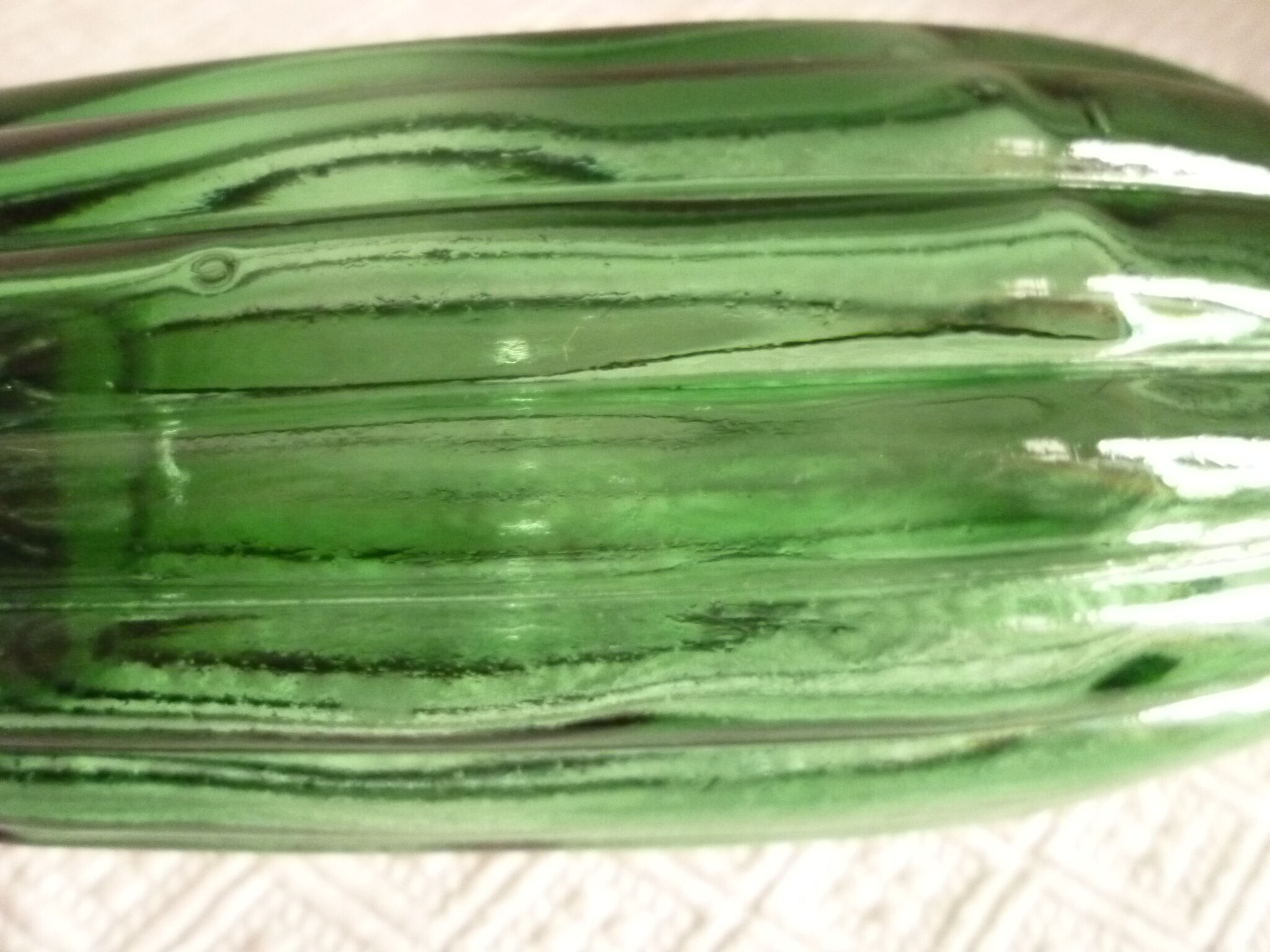 Green ribbed oblong pitcher of the 1960s