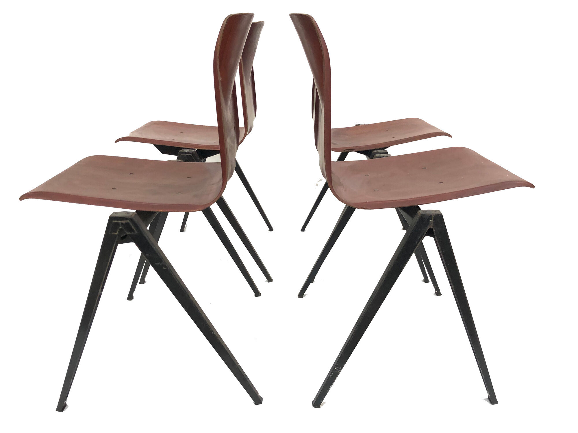 Vintage set of four Galvanitas S22 school chairs in the Netherlands