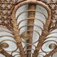 Large vintage headboard in woven rattan fan / Peacock 180cm
