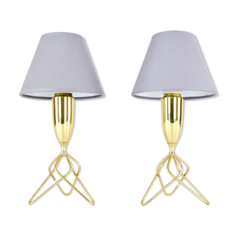 Pair of danish mid-century modern tripod table lamps Eric Merthen