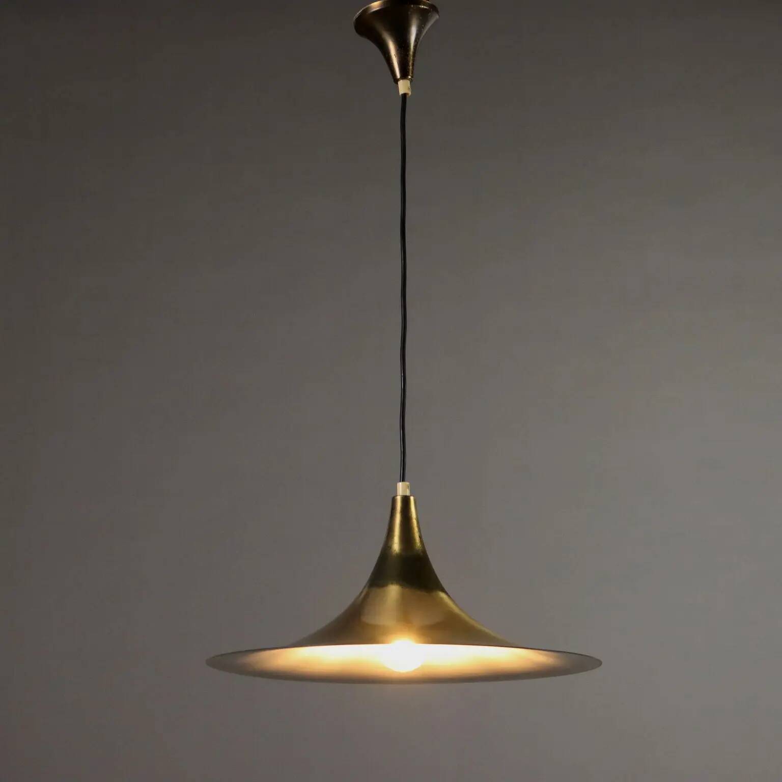 Vintage lamp in aluminium with brass plating, Italian made, 1960s.