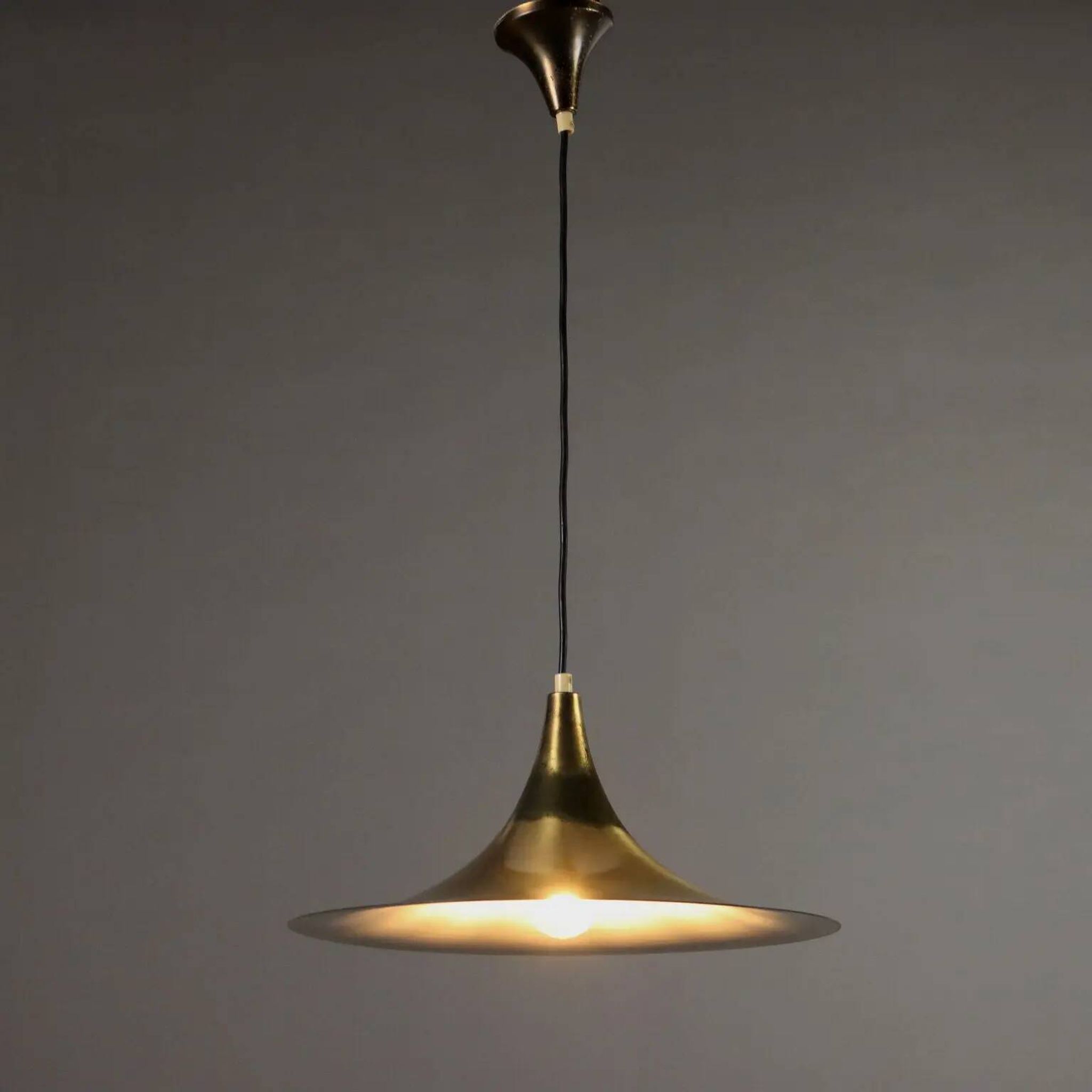 Vintage lamp in aluminium with brass plating, Italian made, 1960s.