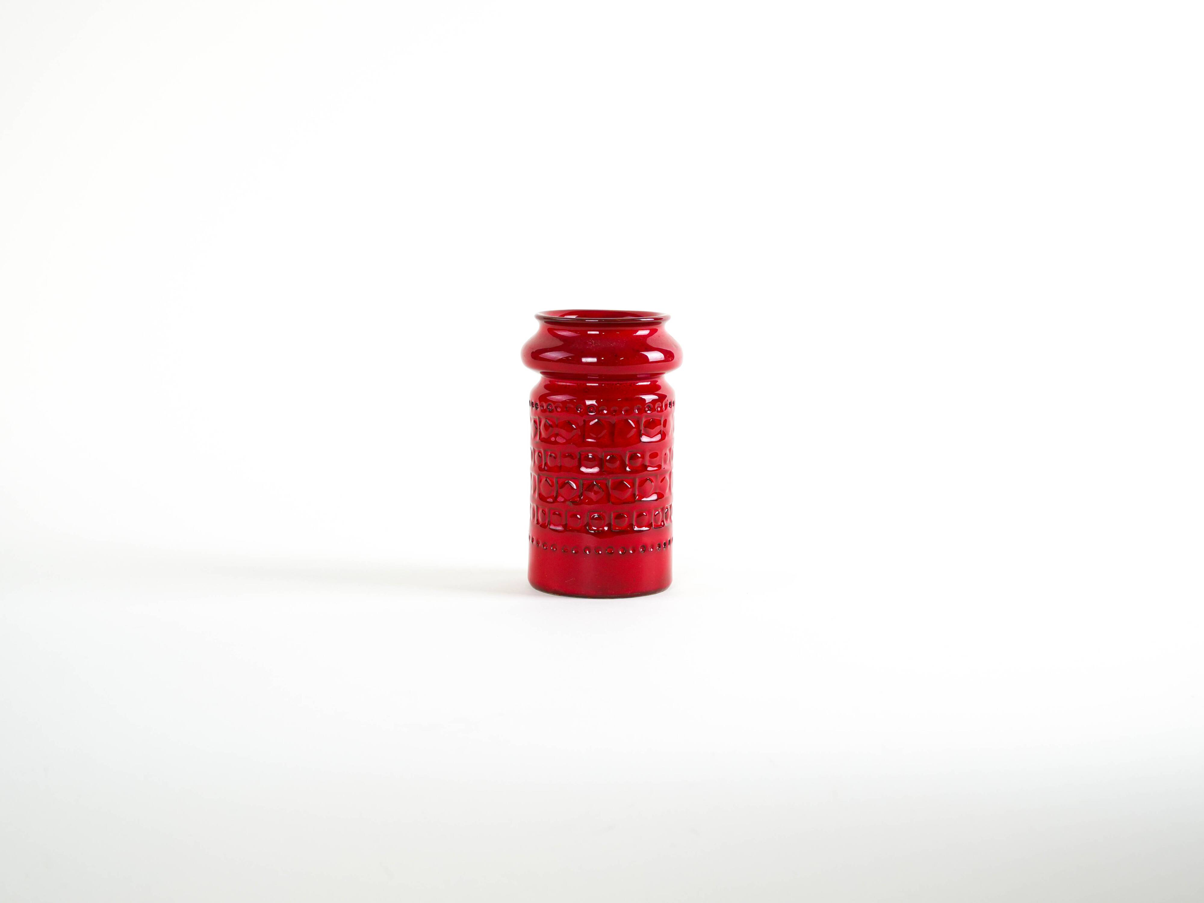 Red ceramic vase, German design, 1960s, made in West Germany
