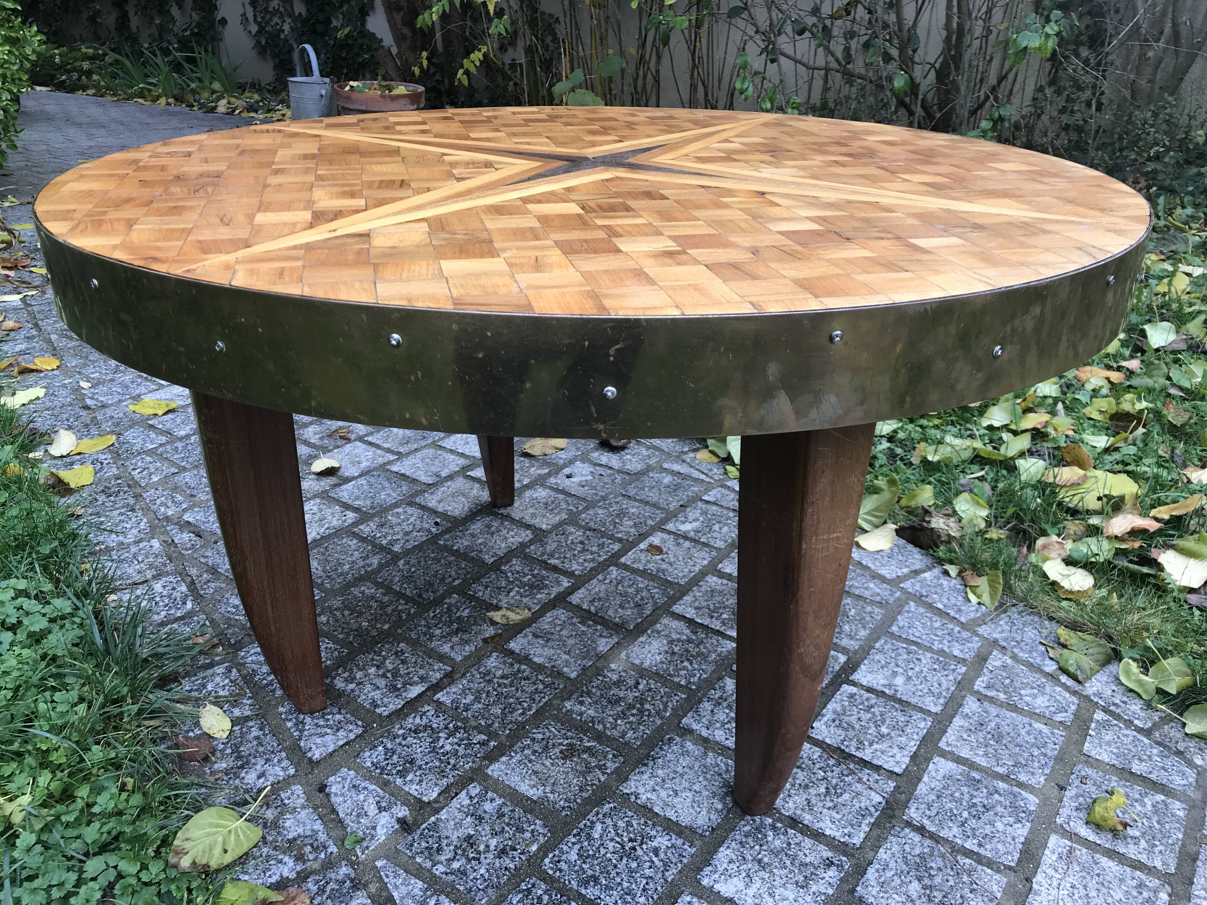 Marquetry and brass coffee table 1960