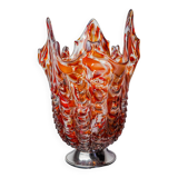 Red and white Seguso vase in Murano glass, Italy, 1960