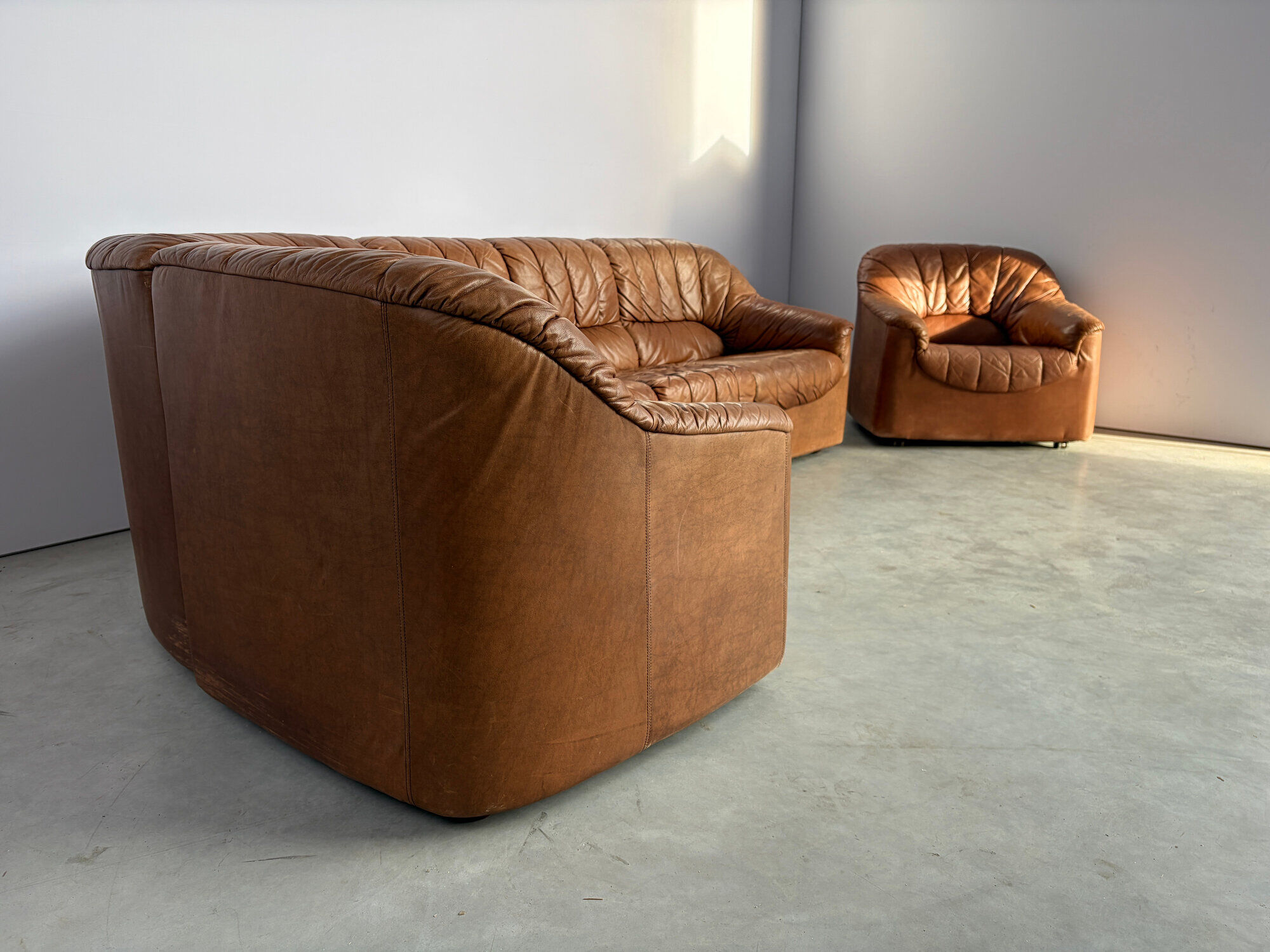 Vintage brown leather modular sofa by, 1970s