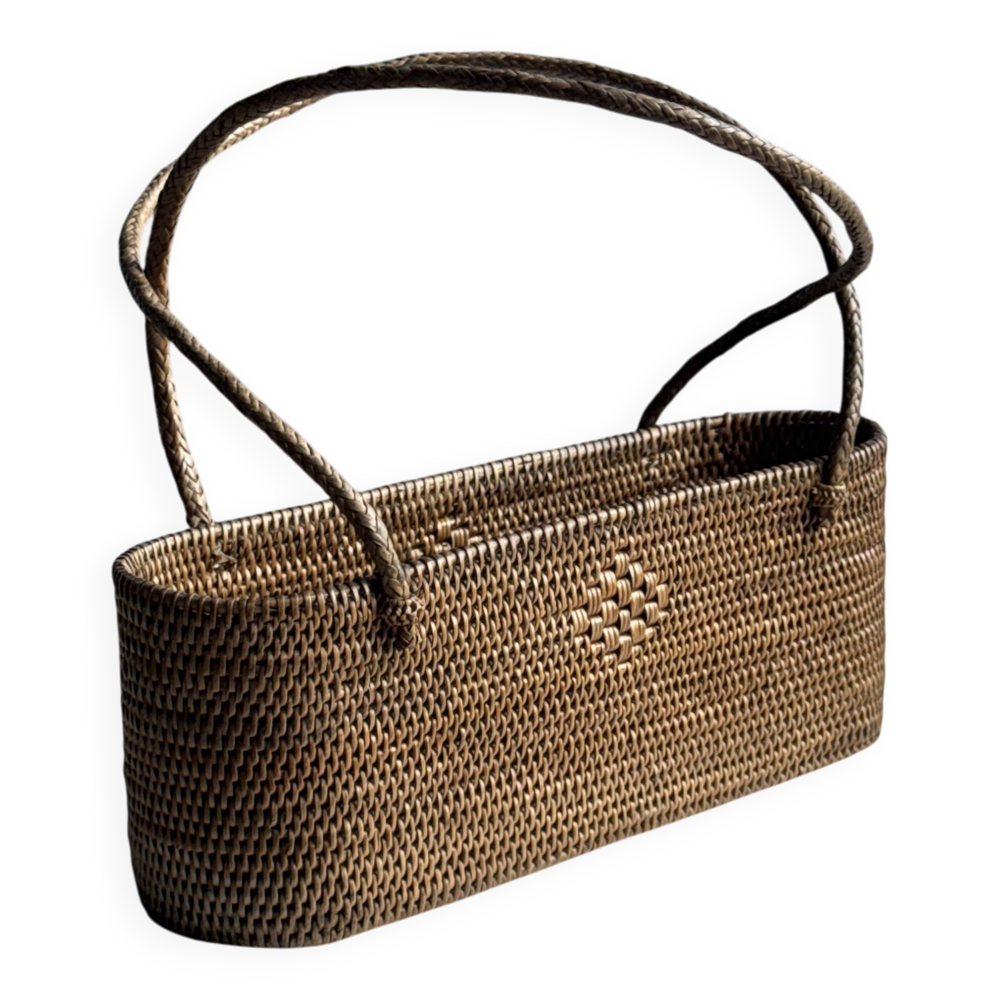 Small oval basket with long handles, traditional Indonesian L28xH10
