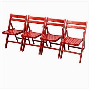 Mid-century wooden folding chair, 1960s, set of 4