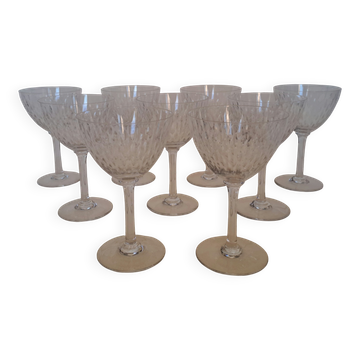 9 verres à eau cristal de Baccarat Magenta Grain De Riz h 15.5 cm