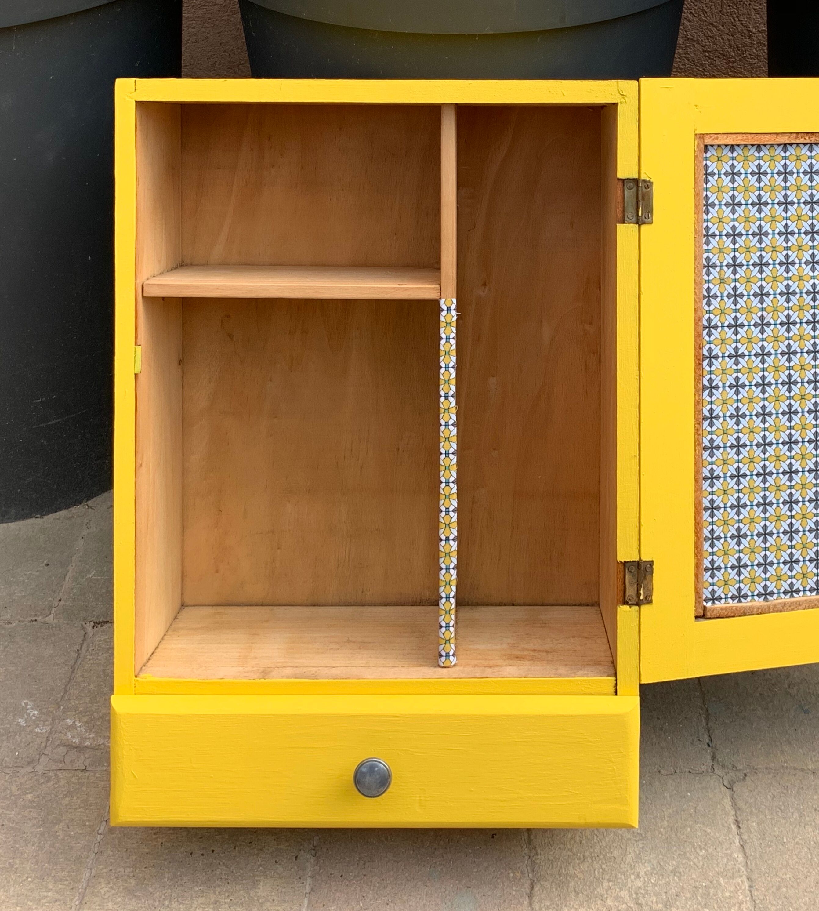 Powdered yellow medicine cabinet