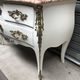 Curved chest of drawers white patina above marble louis XV style
