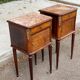 Pair of Louis XV bedside tables, 19th century, marquetry and pink marble
