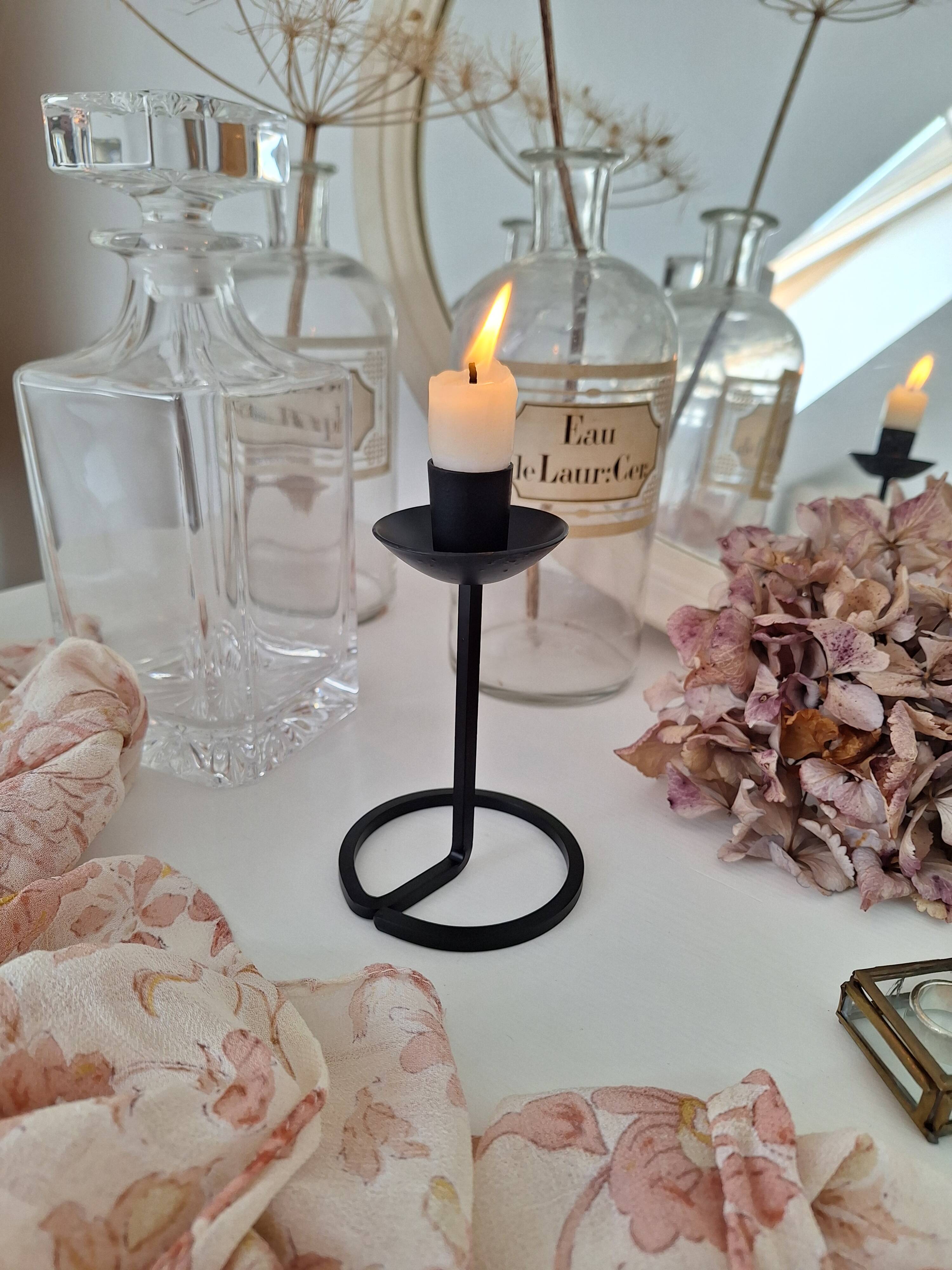 Black wrought iron candle holder