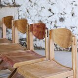 4 vintage canteen chairs in beech, 1980.
