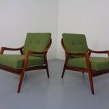 Danish Filigree Teak Armchairs, 1960s, Set of 2