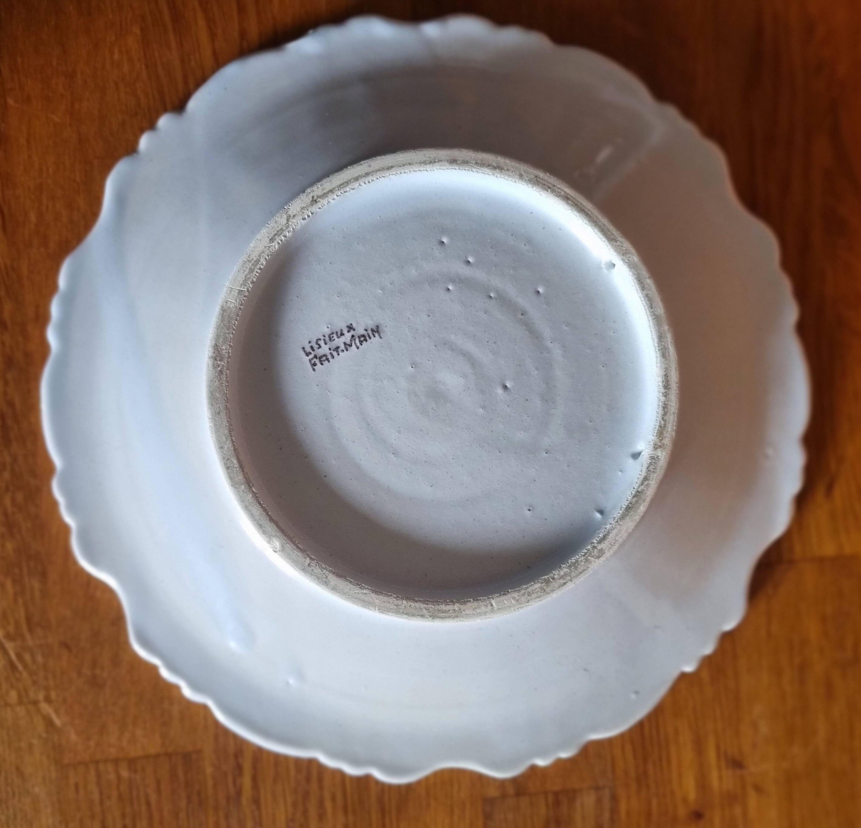 Antique Lisieux earthenware plate with Old Rouen decor