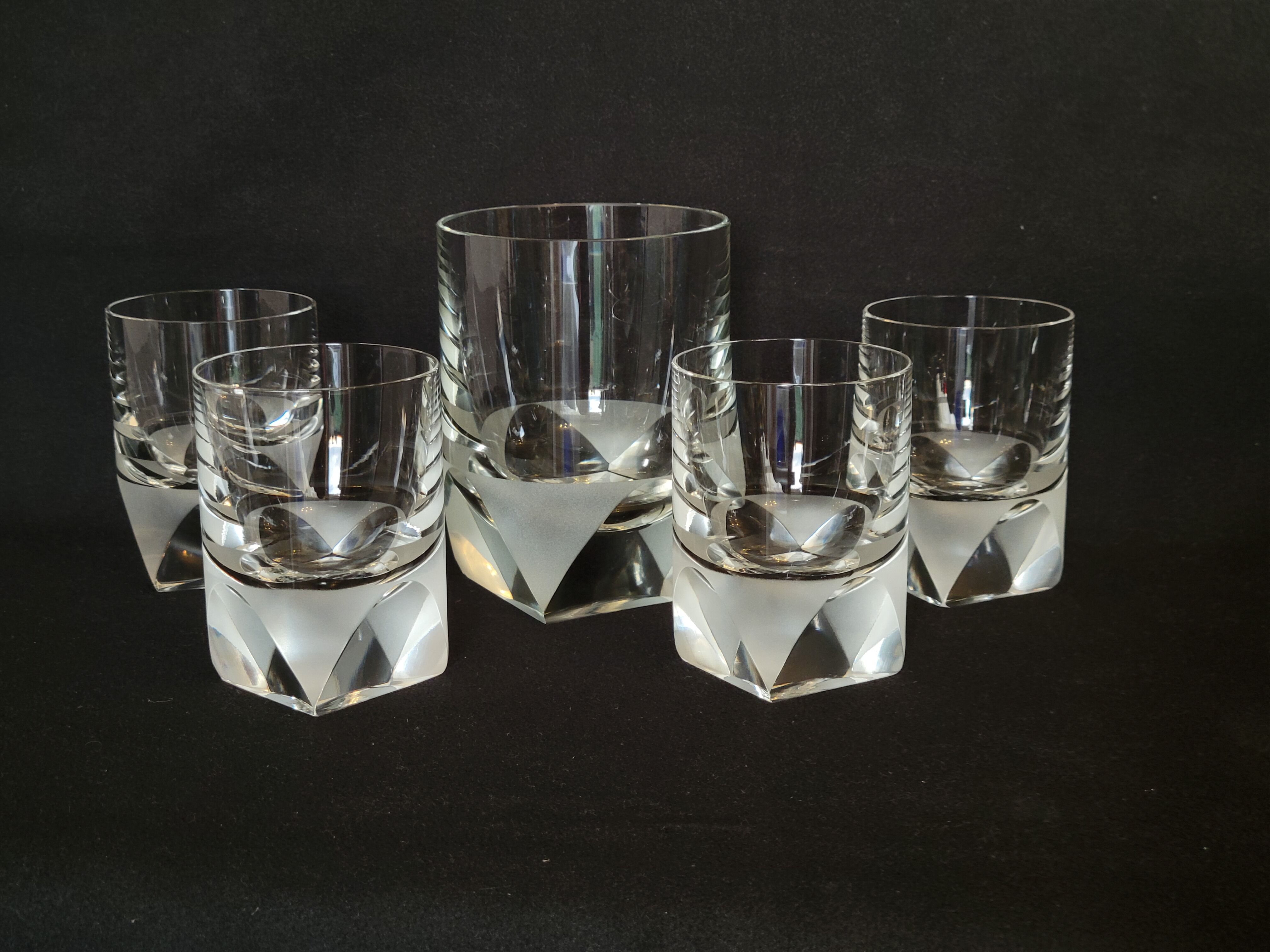 4 Rosenthal crystal whisky glasses + ice bucket + 2 shot glasses