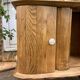 Small accent table / Art Deco bedside table in solid oak and beige marble