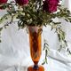 Orange bubble glass vase signed biot