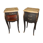 Pair of nightstands of style Louis XV makeover Shou-sugi-ban