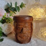 Tobacco pot face carved wood