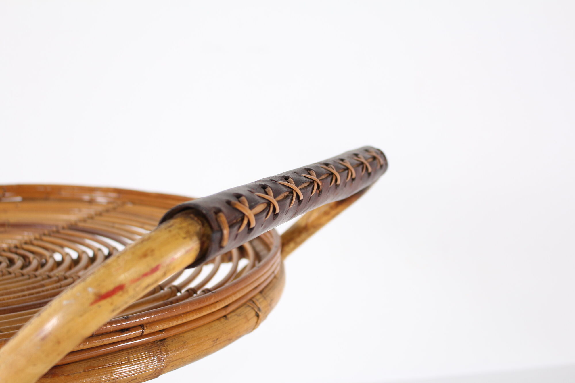 Italian bamboo and leather serving table 1960