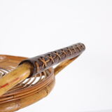 Italian bamboo and leather serving table 1960