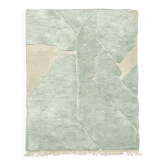 Tapis berbère marocain M'rirt vert menthe à motifs grvés 3x2,05m