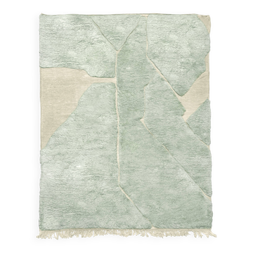 Moroccan Berber rug M'rirt mint green with engraved patterns 3x2.05m