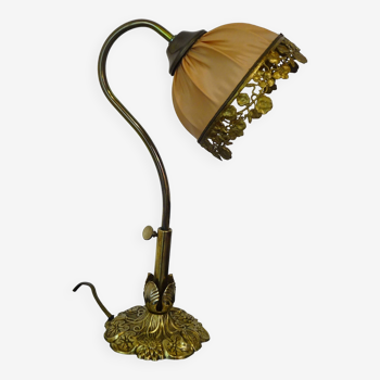 Bronze lamp, silk lampshade the Dauphin