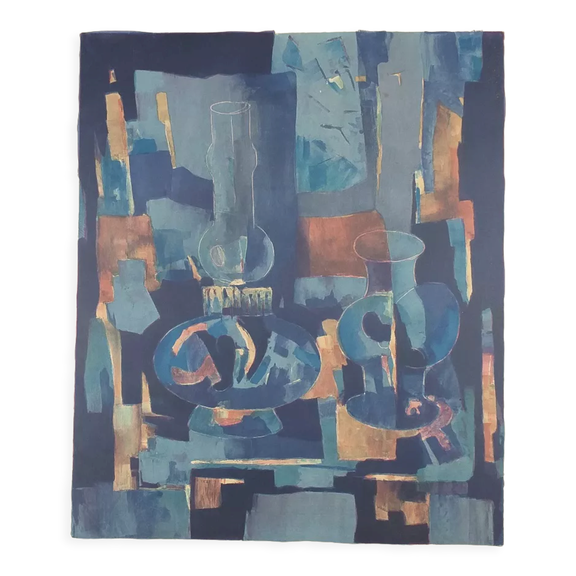 Original color lithograph Toni Agostini, still life