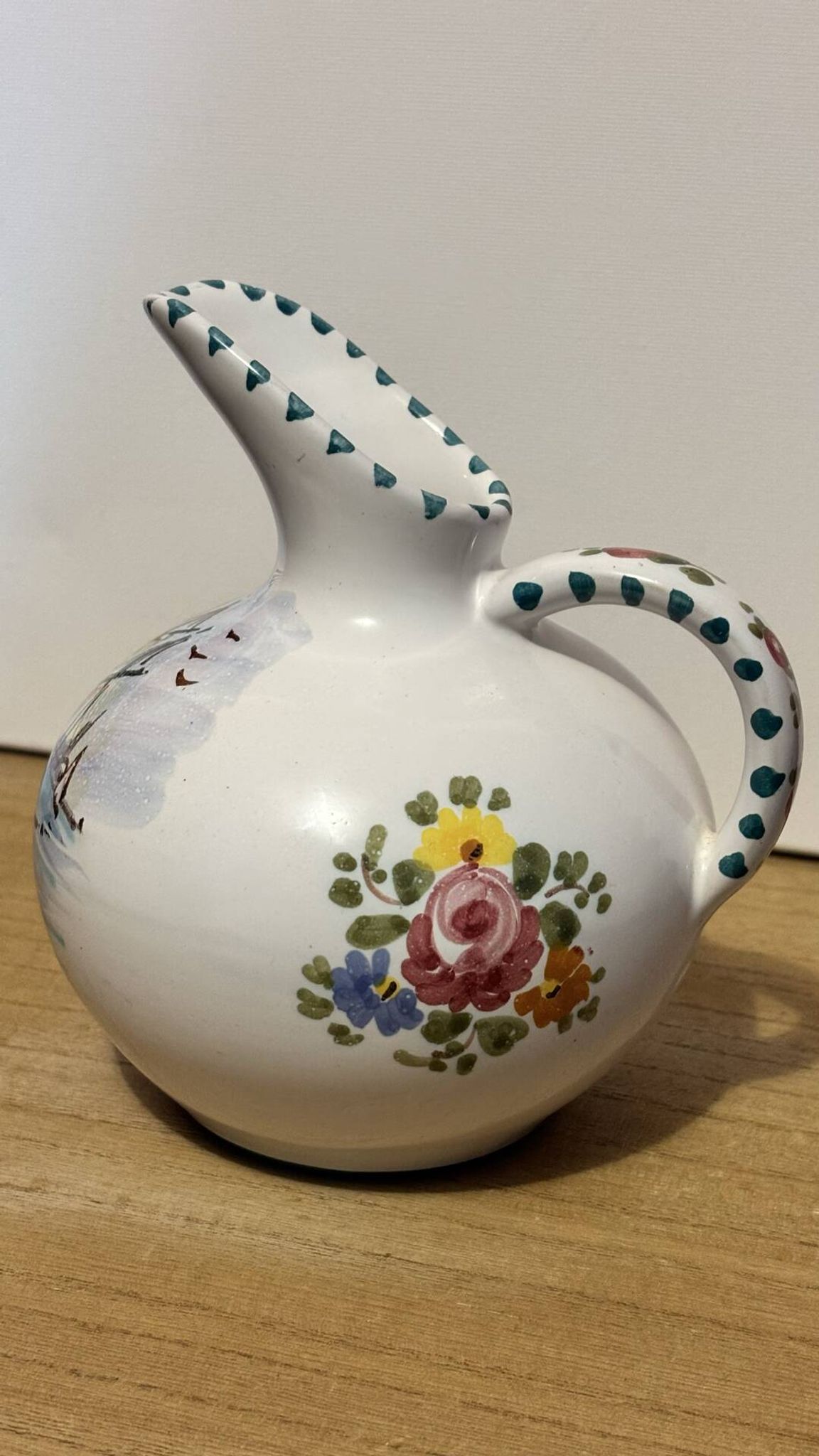 Pichet céramique Guerrieri Murano peint main Italie 1950s