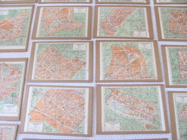 Plan de Paris - 27 cadres ou sous verres - vintage - années 50 - déco