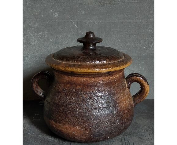 Ceramic covered pot by Jean Marais signed, Vallauris 80s