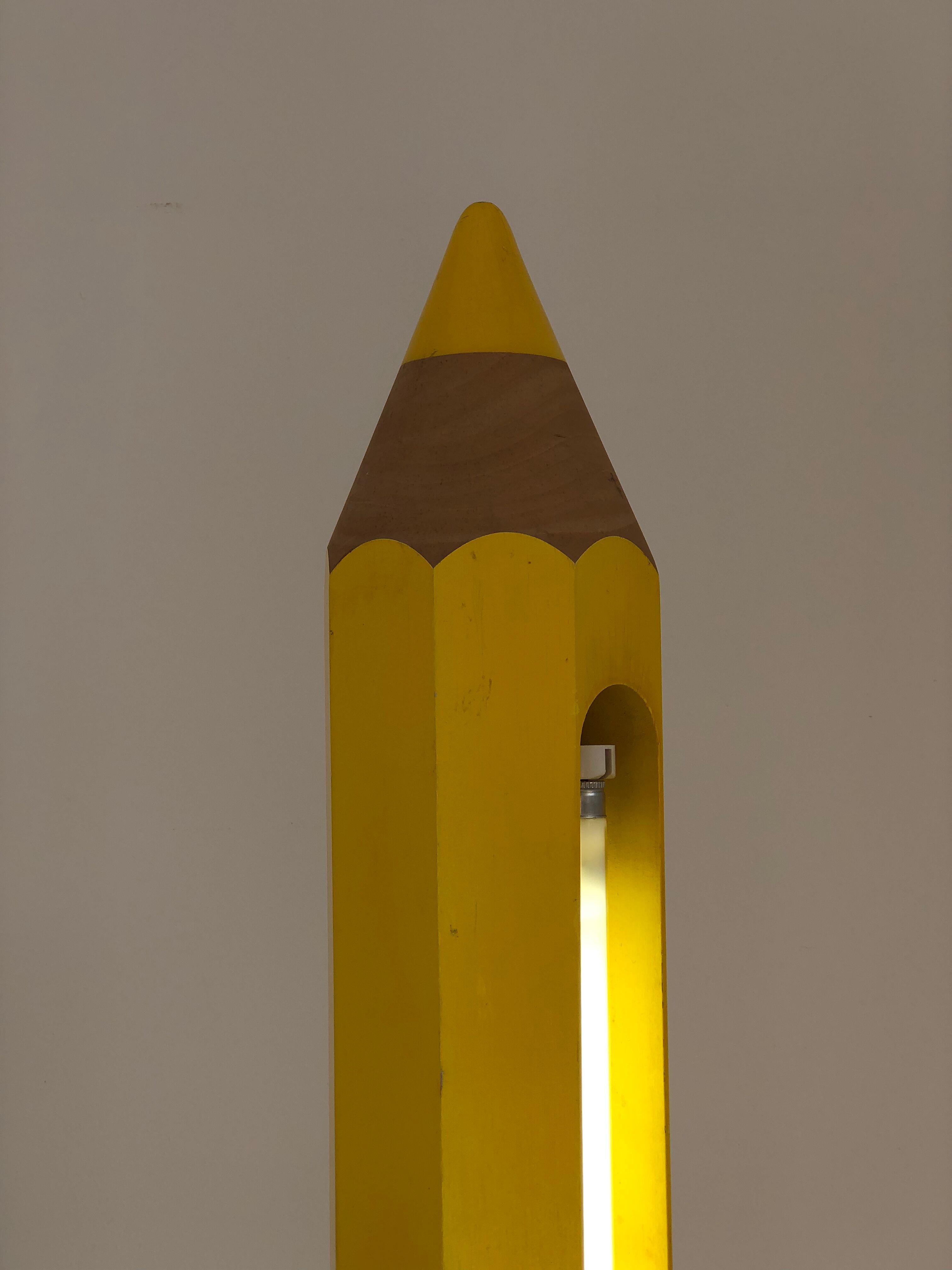 Lamp in the shape of a yellow pencil edited by Vilac, France, 1980