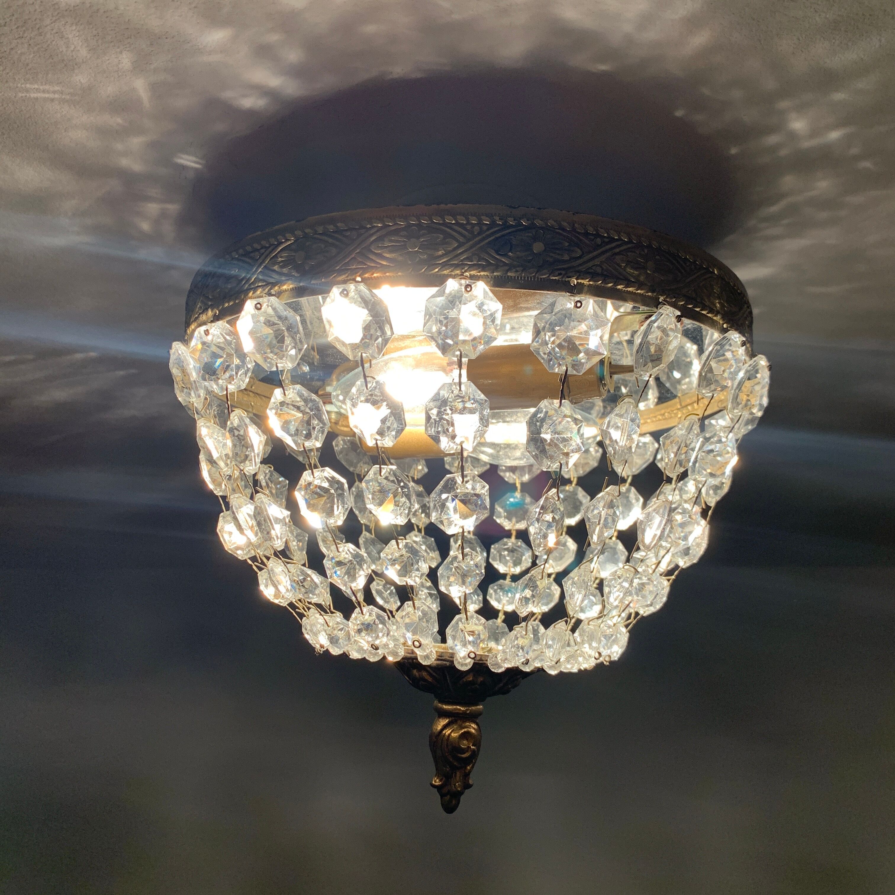 Ceiling lamp basket grapevine and gilded bronze 25 cms