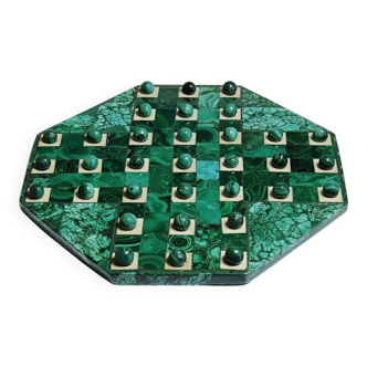 Vintage octagonal solitaire ring in malachite and bakelite from the 1950s-60s