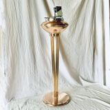 Old brass and chrome-plated metal ashtray on stand