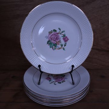 6 Assiettes à dessert en demie porcelaine fleuri KIFO Amandinoise