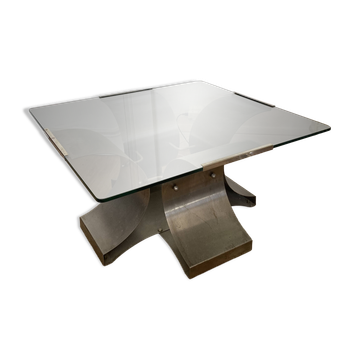 Chrome and glass coffee table by François Monnet for Kappa, 1970.