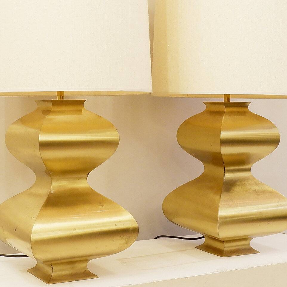 2 brass lamps, circa 1970
