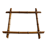 Turned wooden mirror in imitation of bamboo, mid-century, 54 cm x 67 cm