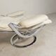 Fauteuil Leolux, fauteuil pivotant avec revêtement en cuir blanc, années 1960