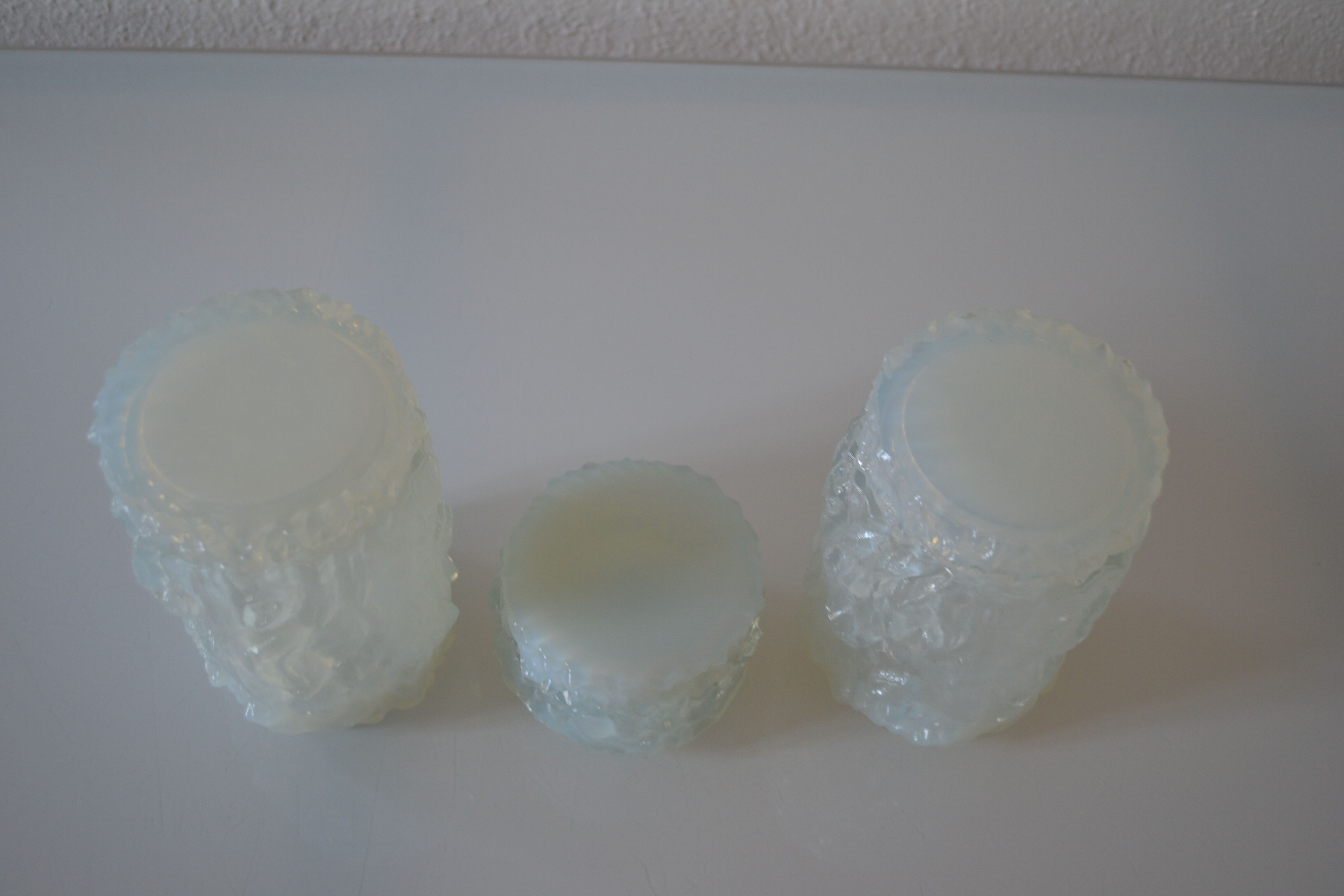 3 opalescent glass jars 60's geoffrey baxter