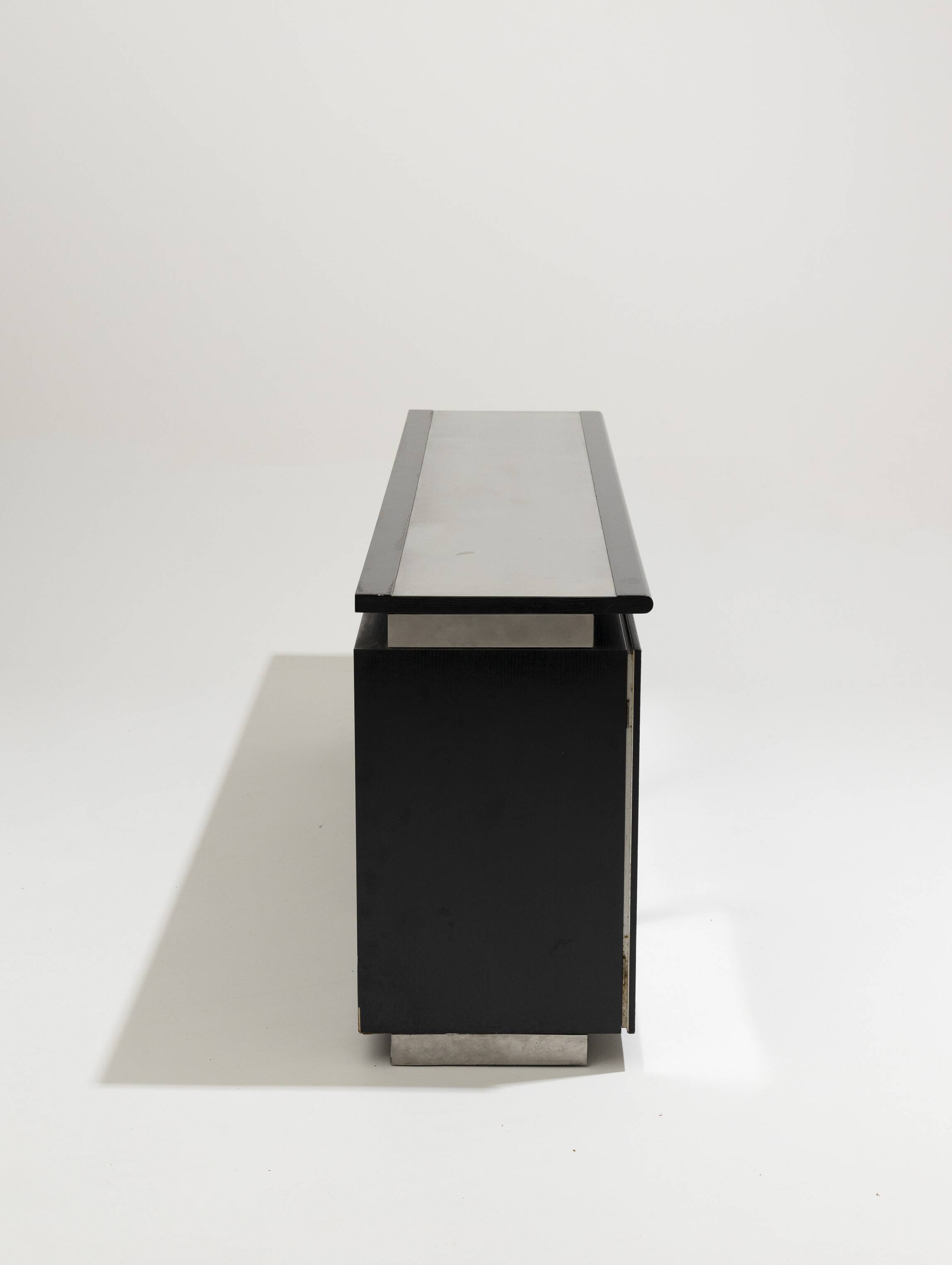 Brushed steel sideboard, lodovico acerbis, 1970s