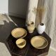 Lot de 2 assiettes creuses en grès liseré brun et marron D21,5