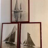 Lot of 3 photographs theme fishing ocean sails