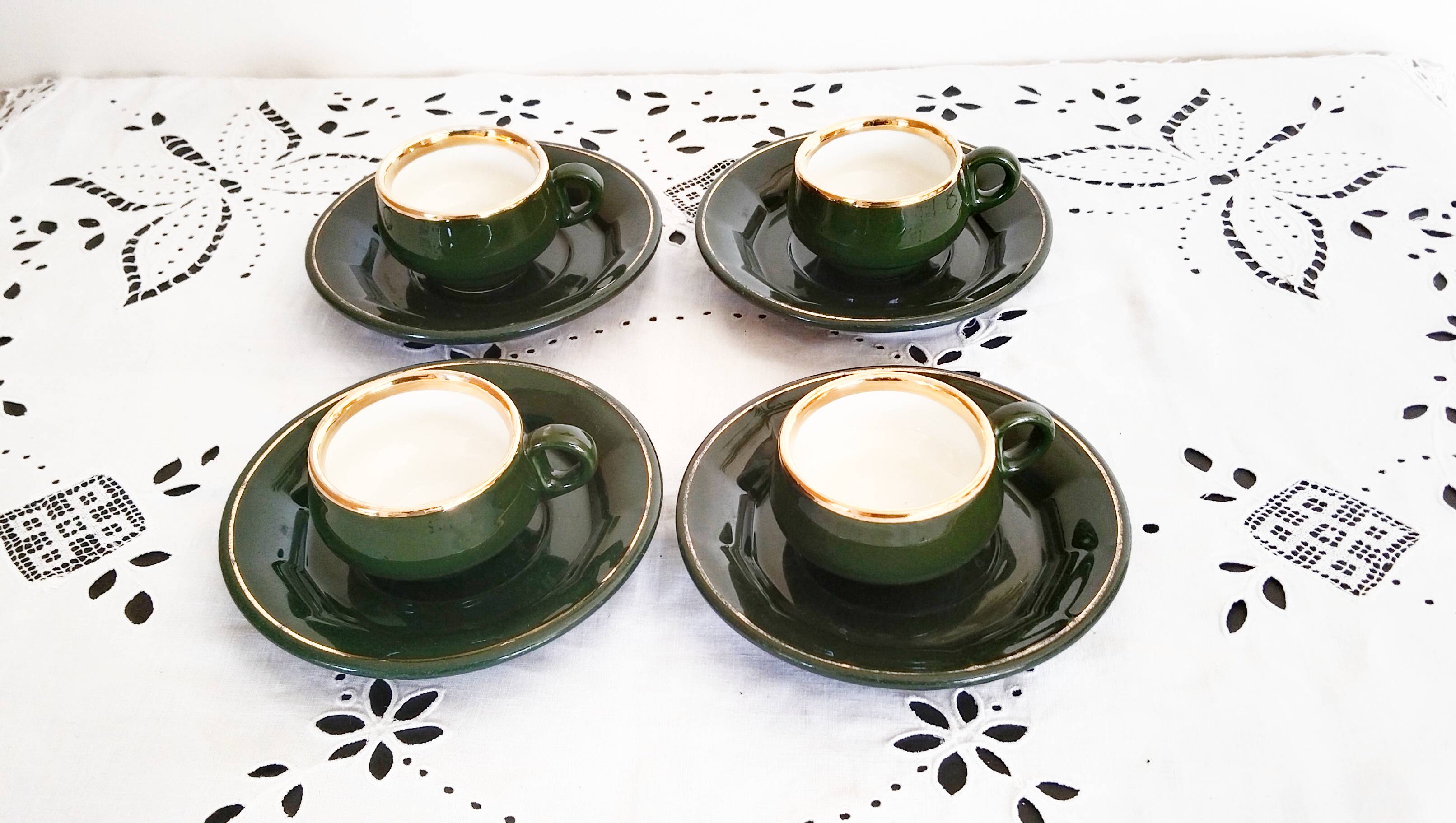 Helvetia Green Bistro Coffee Mugs (4)