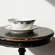 Old Luneville sauce boat, opaque porcelain with polychrome decoration.