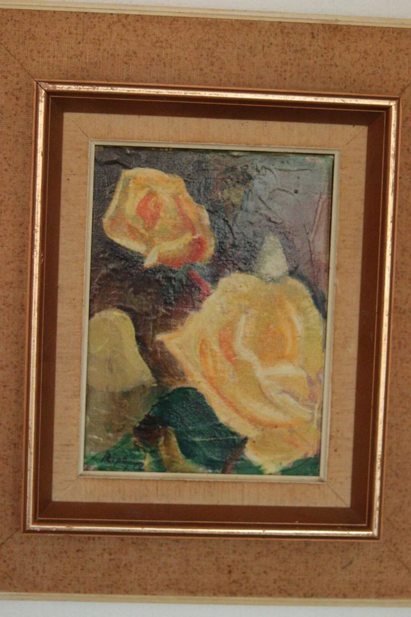 Original Mid Century Swedish Oil on Canvas – “Roses” by Hans Ripa